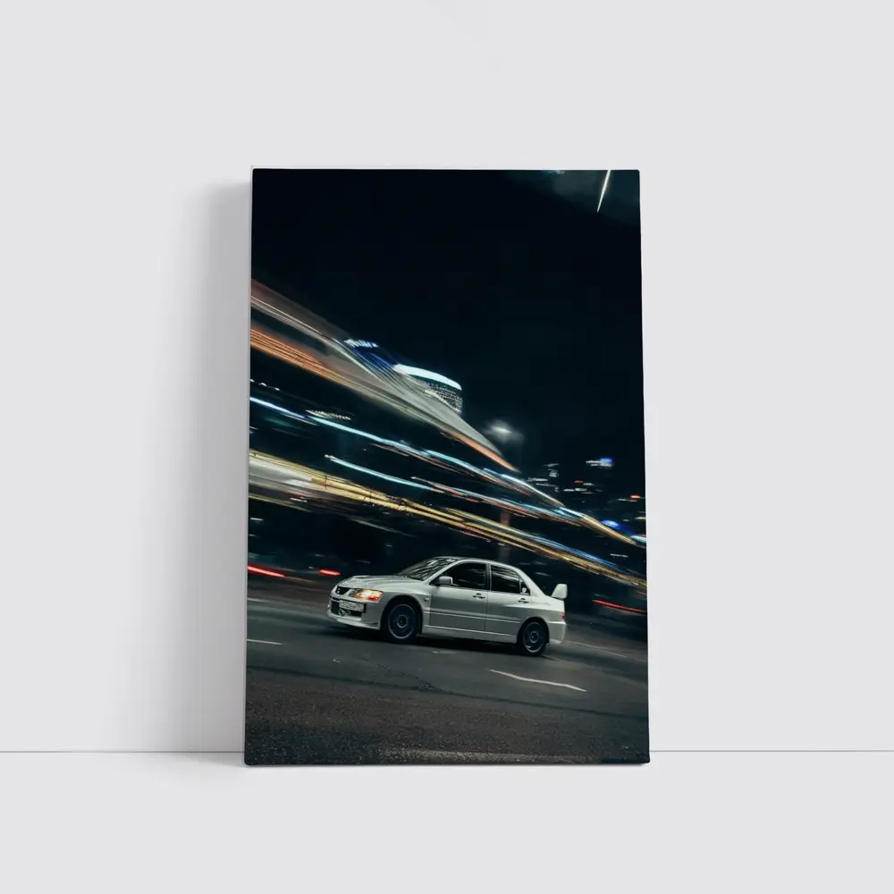 Mitsubishi Lancer Evo Night City Streets – Wall Art