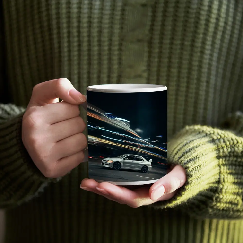 Mitsubishi Lancer Evo Night City Streets – Mugs