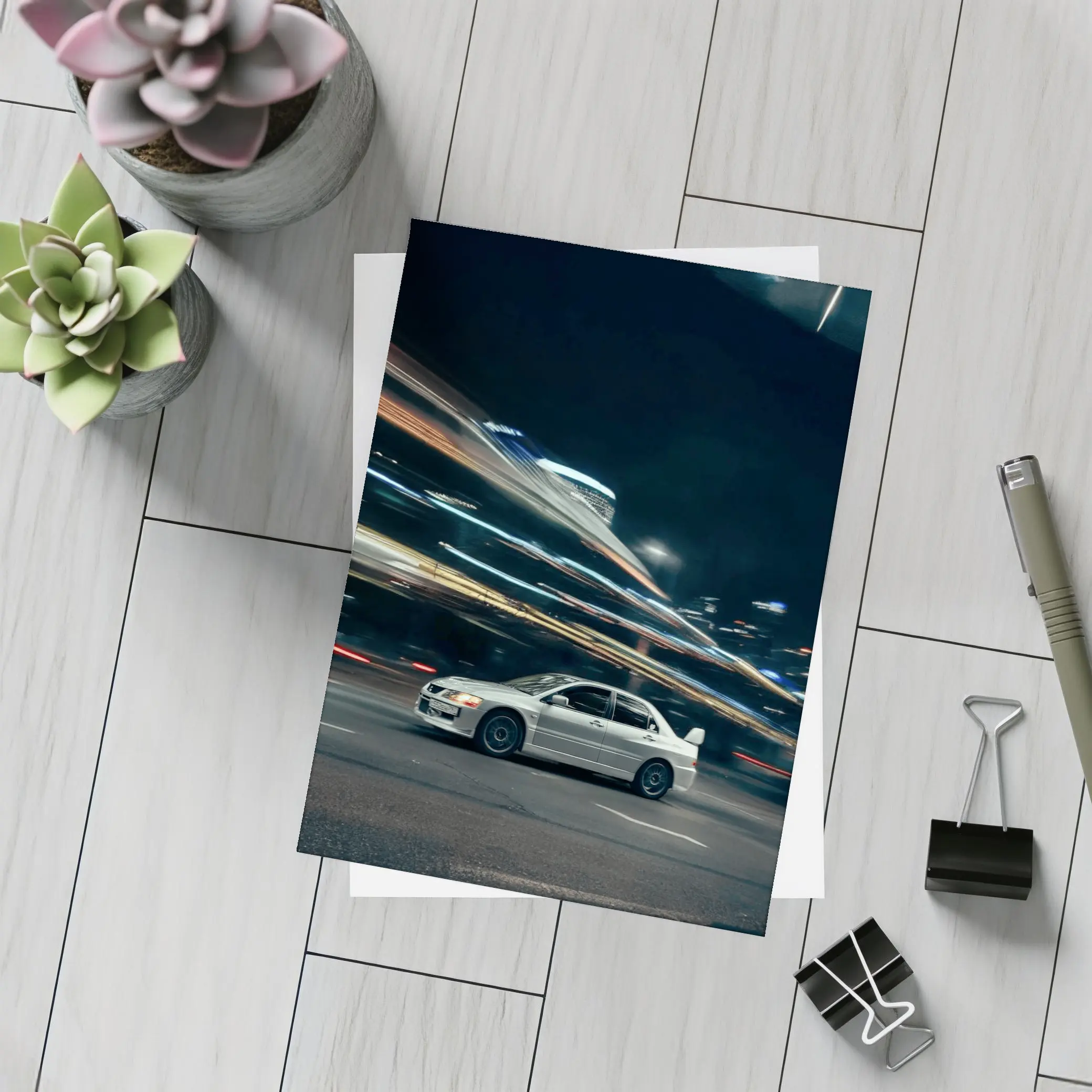 Mitsubishi Lancer Evo Night City Streets – Postcards