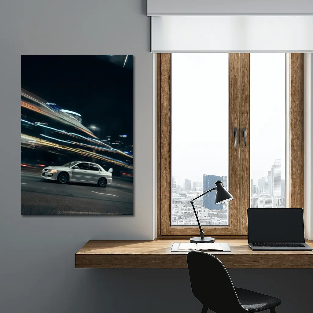 Mitsubishi Lancer Evo Night City Streets – Wall Art