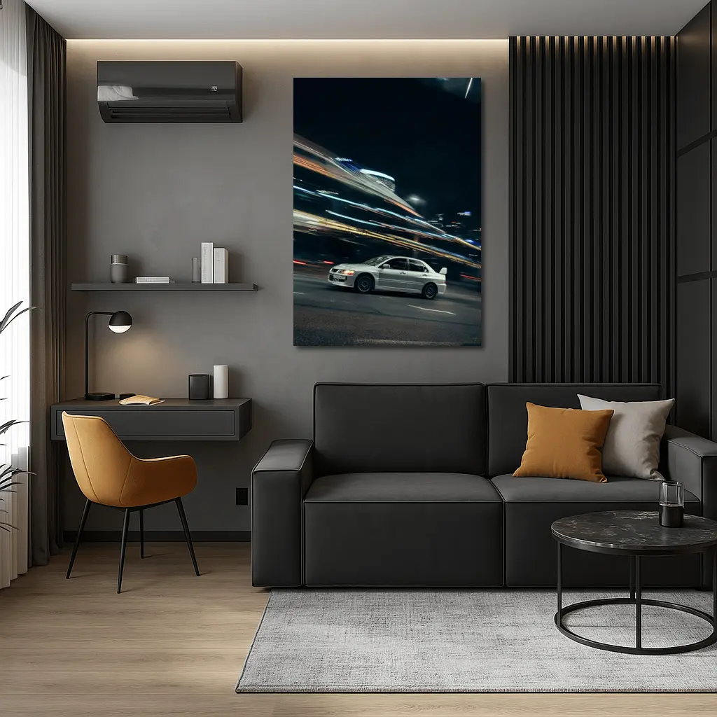 Mitsubishi Lancer Evo Night City Streets – Wall Art