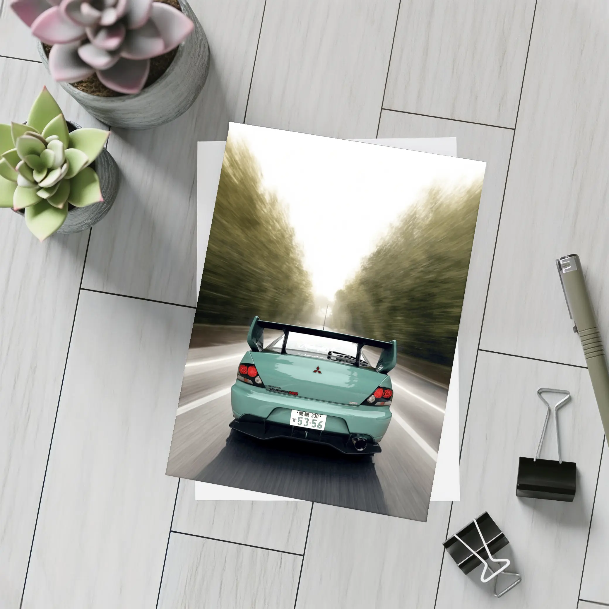 Mitsubishi Lancer Evo Rear Road Speed – Postcards