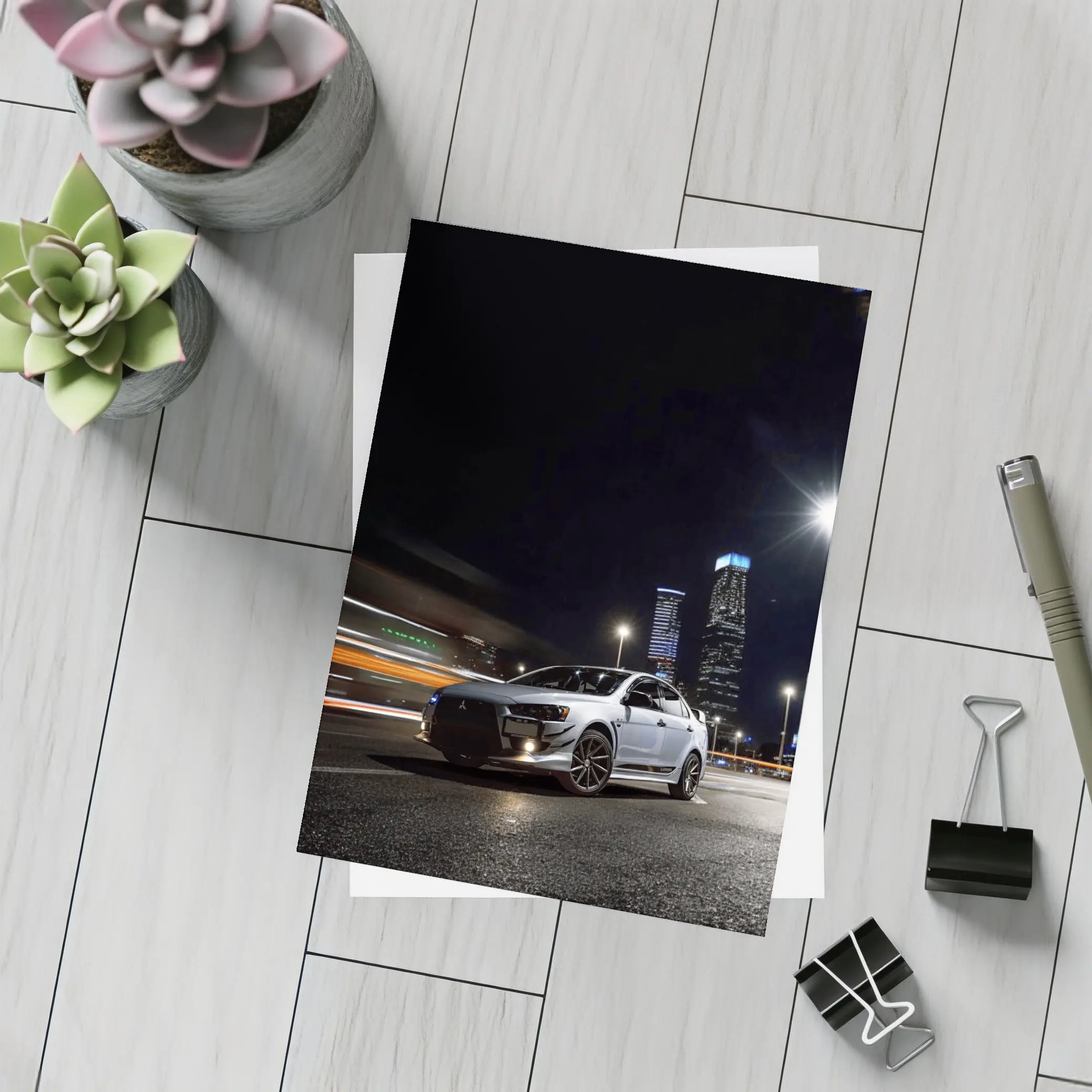 Mitsubishi Lancer Evolution Night City Streets – Postcards