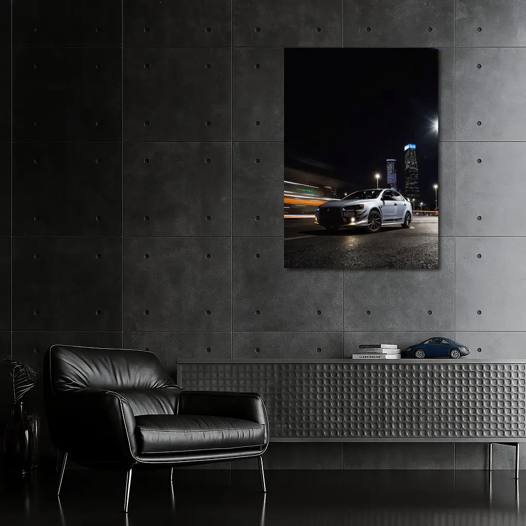 Mitsubishi Lancer Evolution Night City Streets – Wall Art