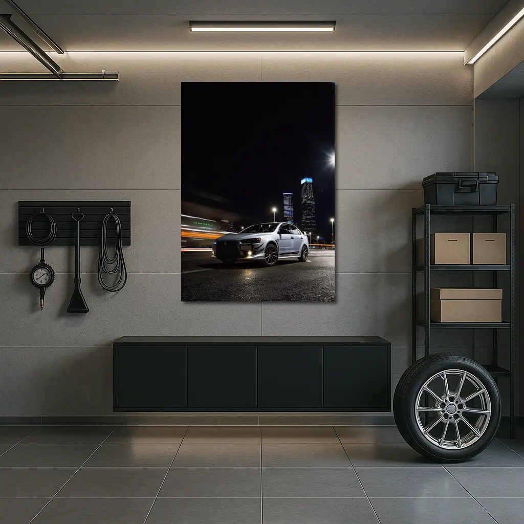 Mitsubishi Lancer Evolution Night City Streets – Wall Art