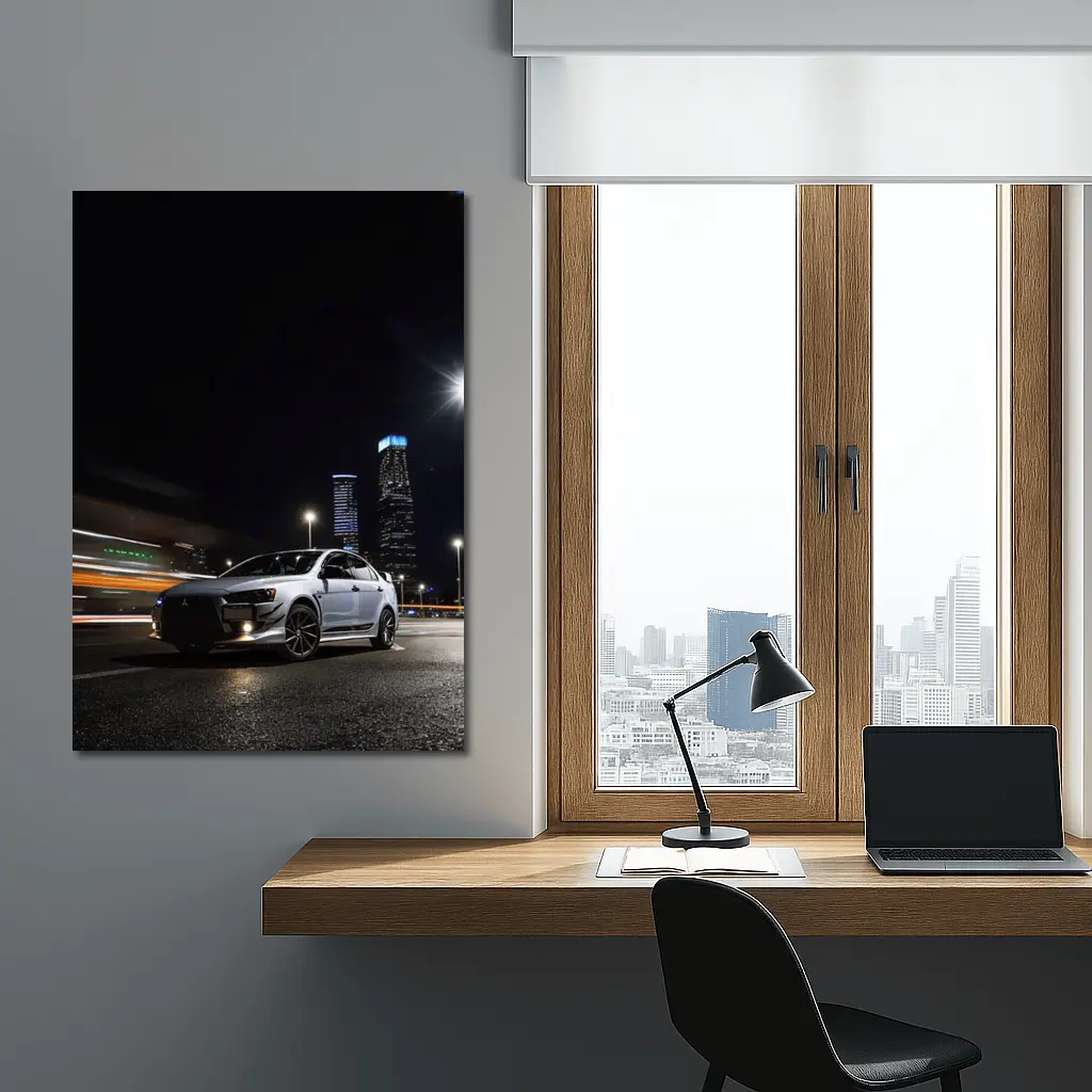 Mitsubishi Lancer Evolution Night City Streets – Wall Art
