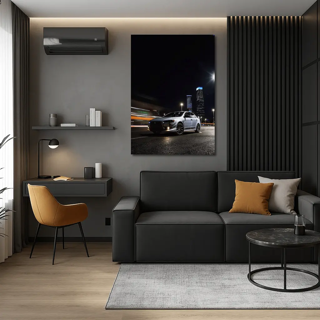 Mitsubishi Lancer Evolution Night City Streets – Wall Art