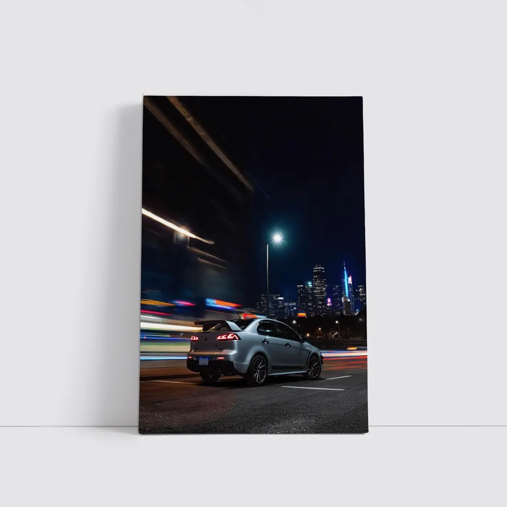 Mitsubishi Lancer Evolution City Night Drive – Wall Art