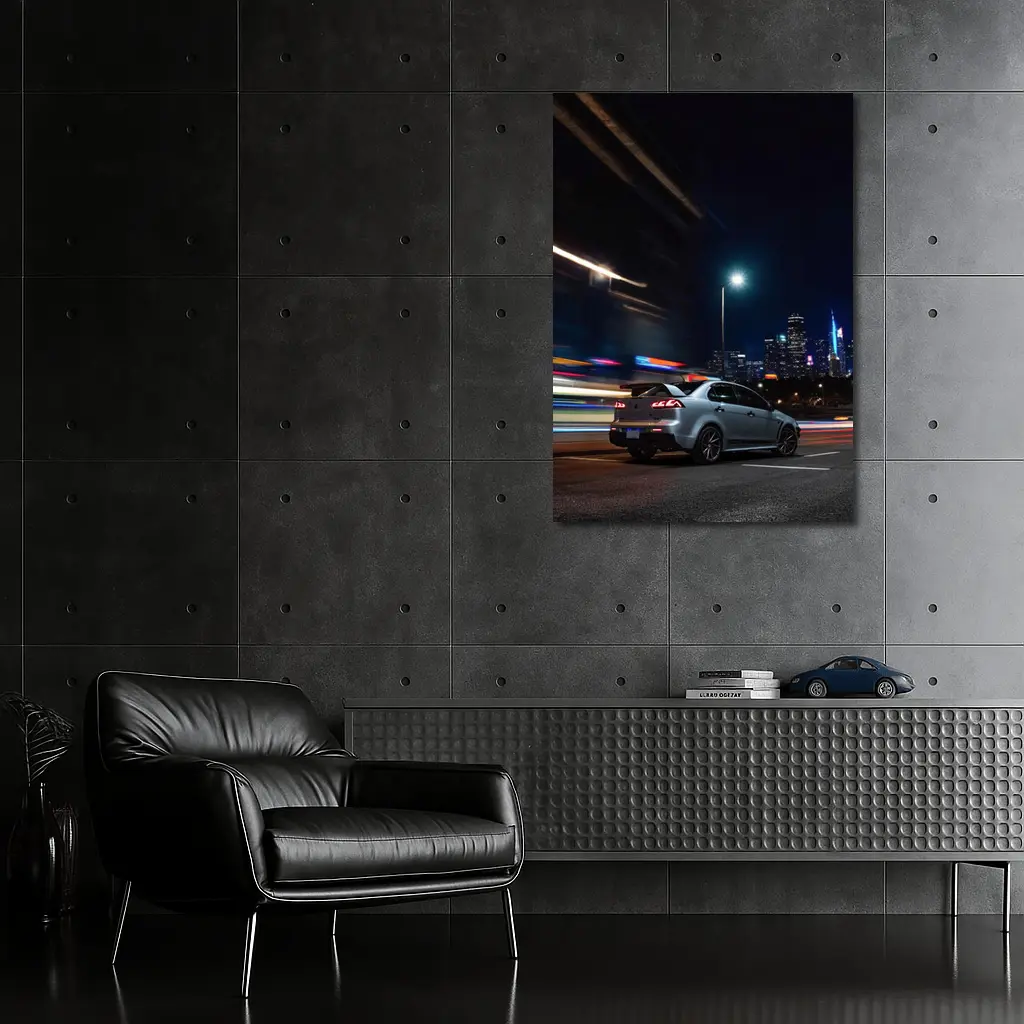 Mitsubishi Lancer Evolution City Night Drive – Wall Art
