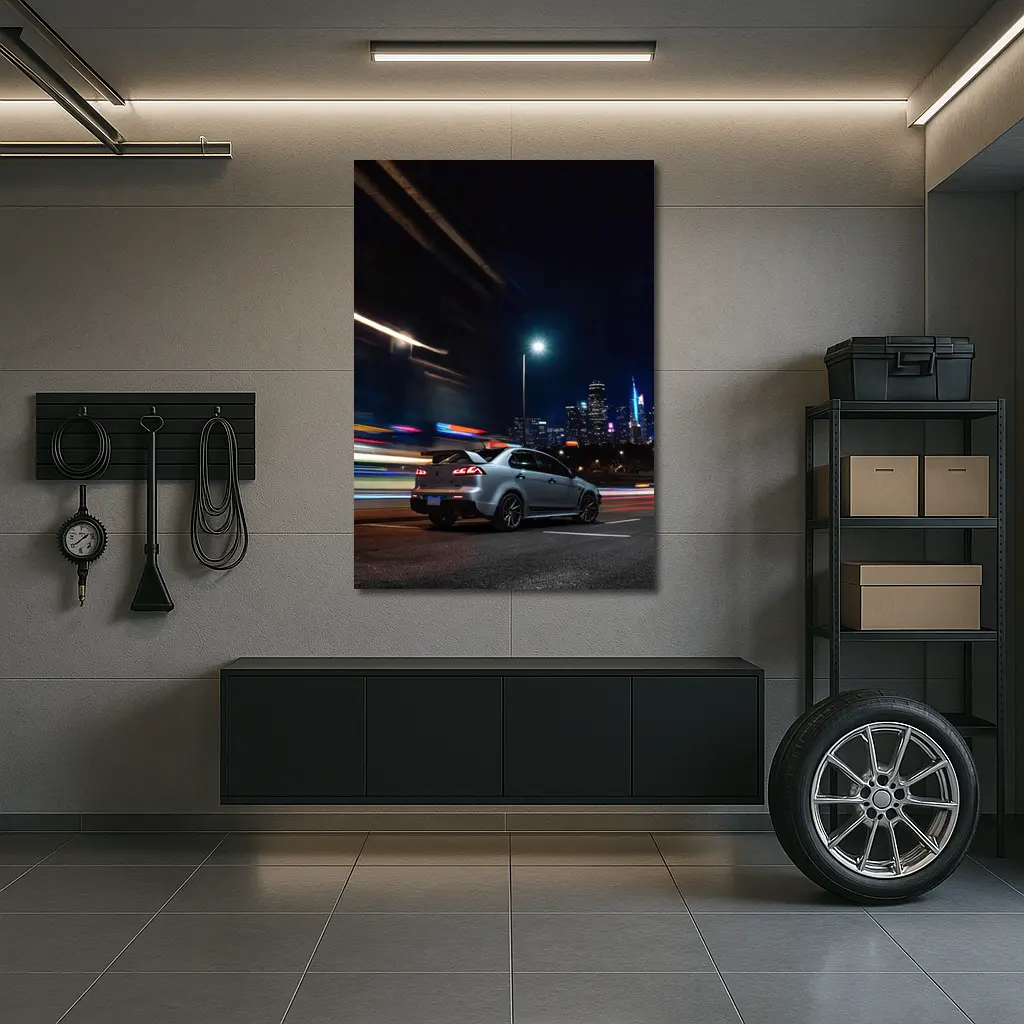 Mitsubishi Lancer Evolution City Night Drive – Wall Art