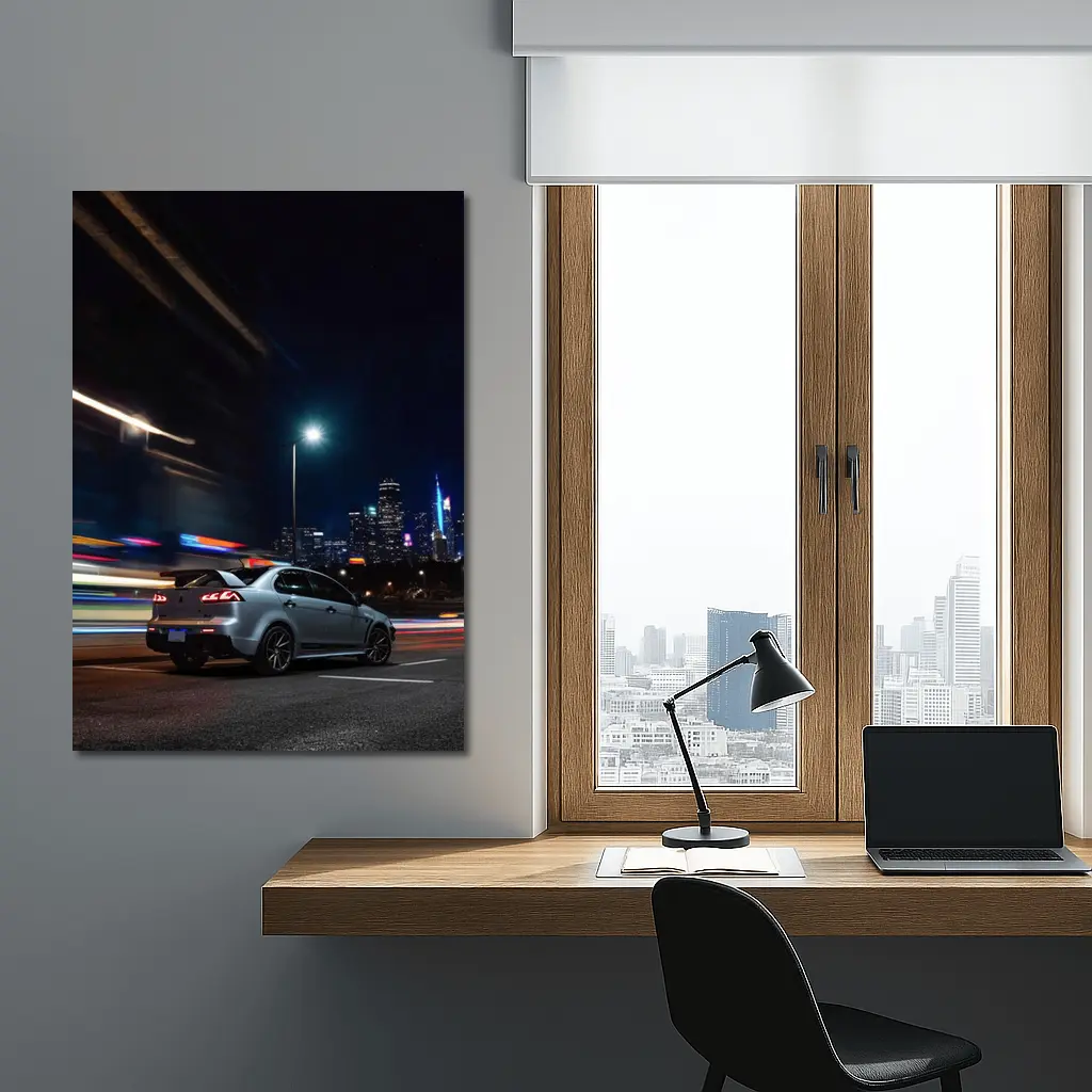 Mitsubishi Lancer Evolution City Night Drive – Wall Art