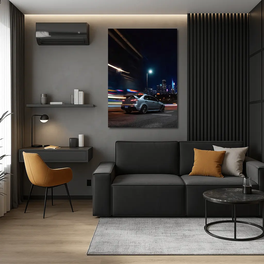 Mitsubishi Lancer Evolution City Night Drive – Wall Art