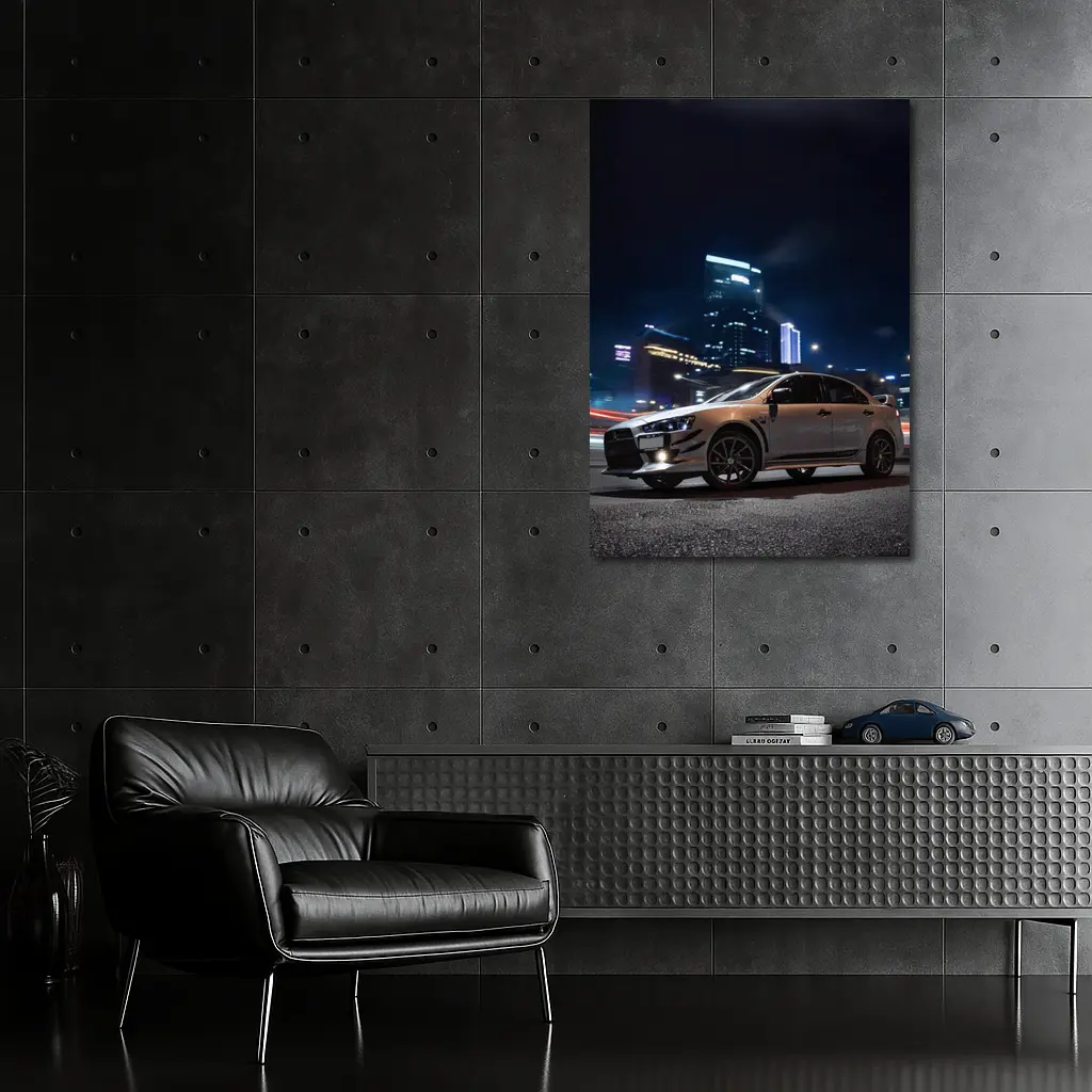 Mitsubishi Lancer Evolution Night City Street – Wall Art