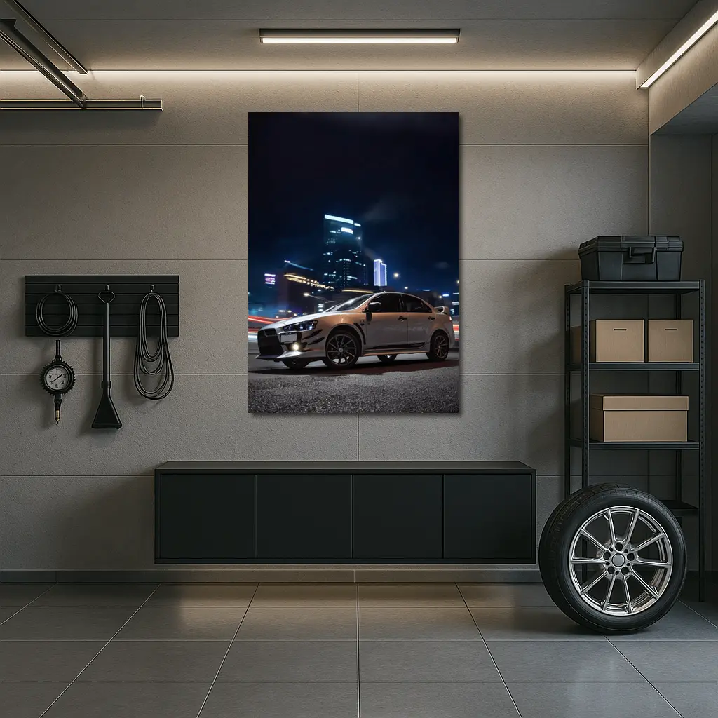 Mitsubishi Lancer Evolution Night City Street – Wall Art