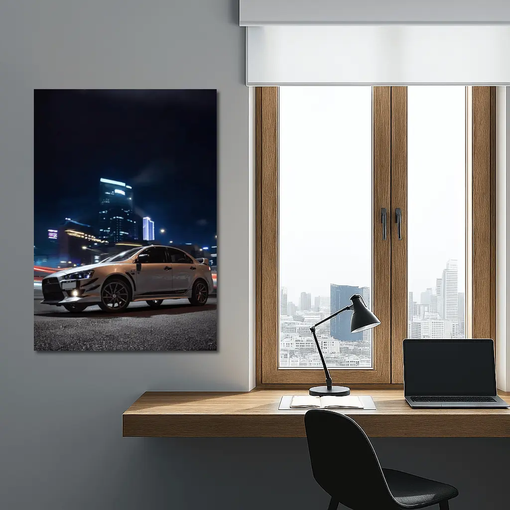 Mitsubishi Lancer Evolution Night City Street – Wall Art