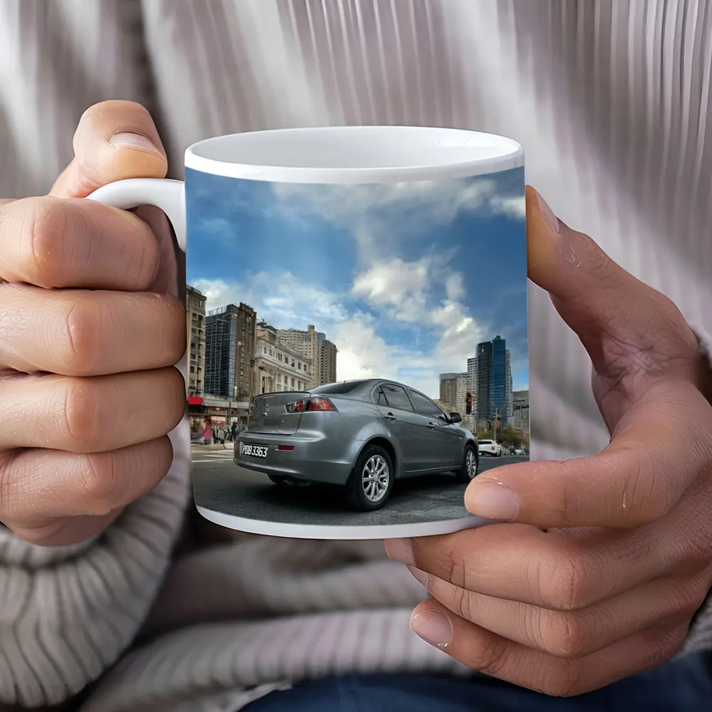 Mitsubishi Lancer Gray Sedan City Street – Mugs