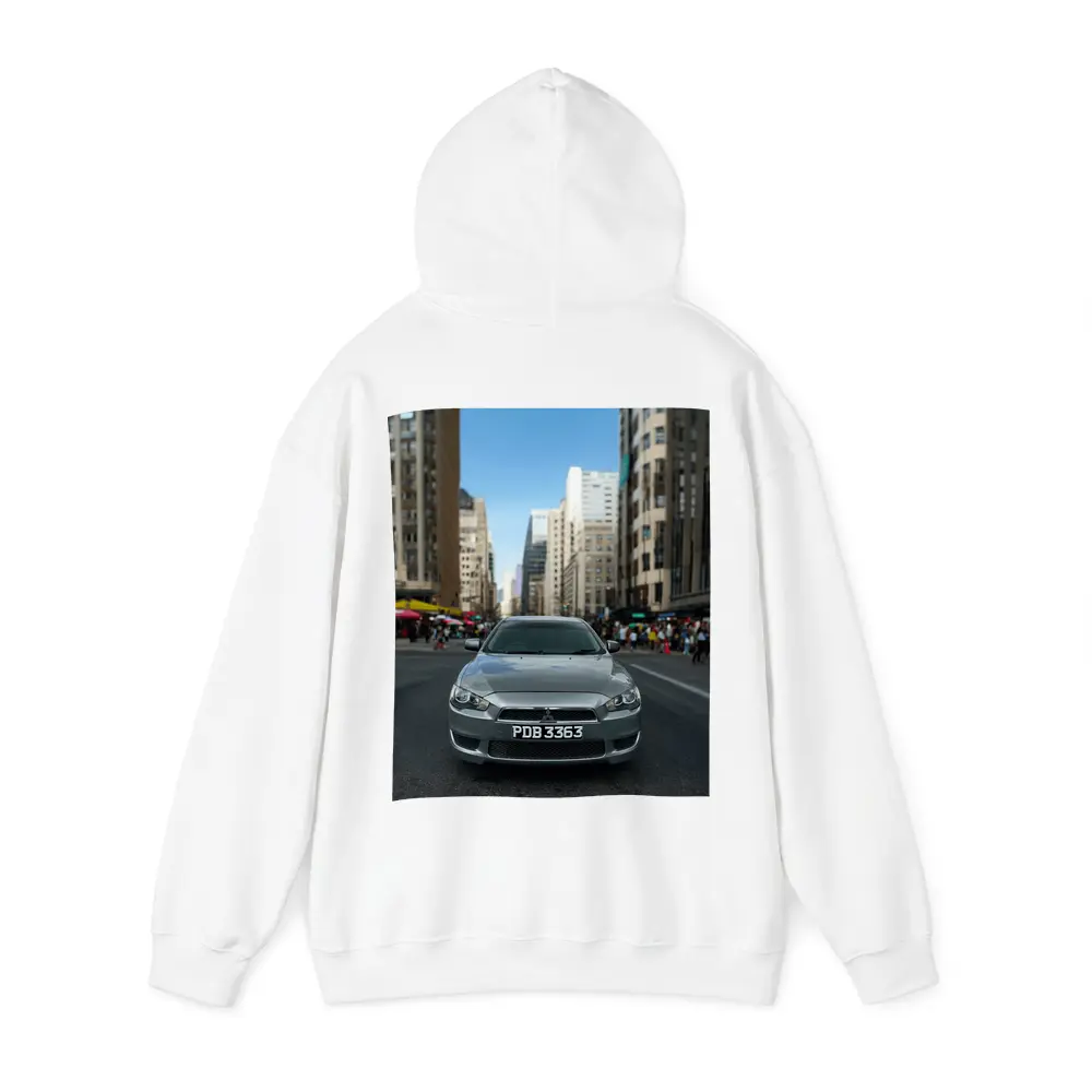 Mitsubishi Lancer Gray City Street Front View – Hoodies