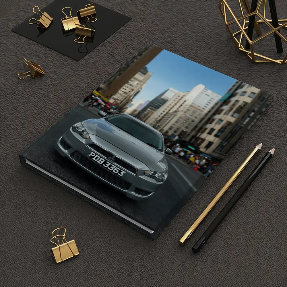 Mitsubishi Lancer Gray City Street Front View – Notebooks