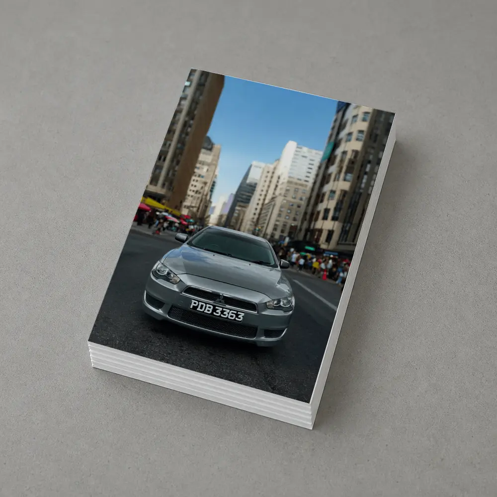 Mitsubishi Lancer Gray City Street Front View – Postcards