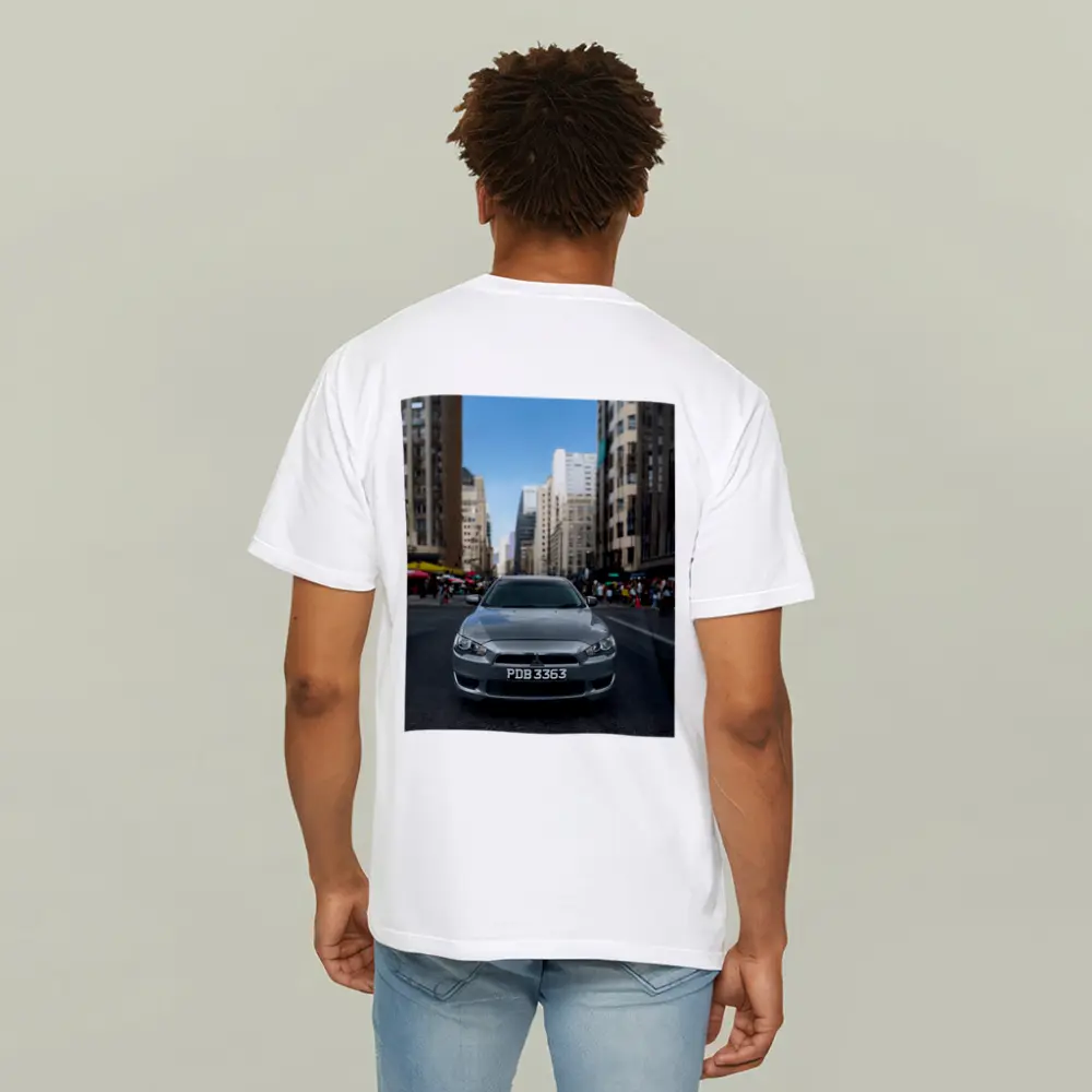 Mitsubishi Lancer Gray City Street Front View – T-Shirts