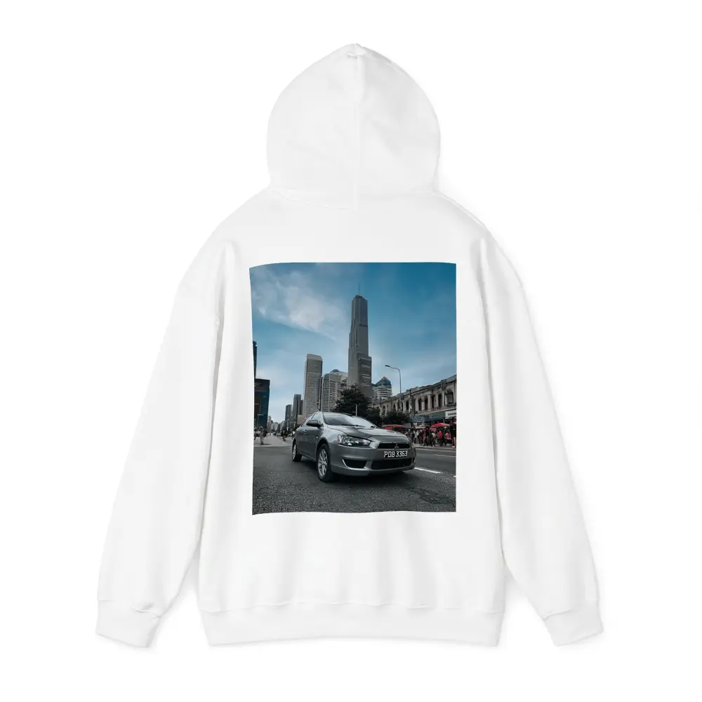 Mitsubishi Lancer Gray Car City Skyline – Hoodies