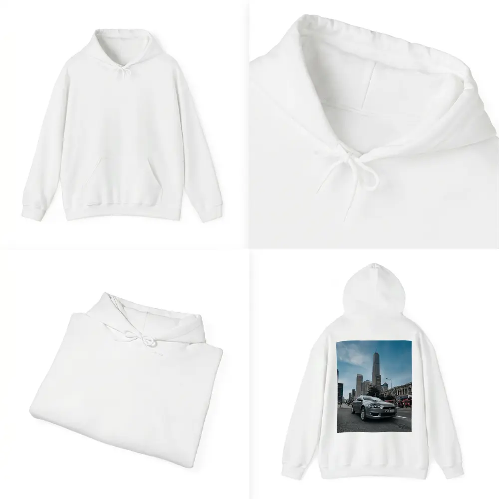 Mitsubishi Lancer Gray Car City Skyline – Hoodies