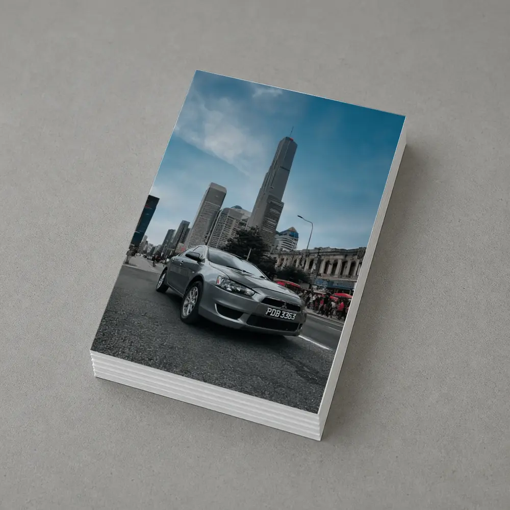 Mitsubishi Lancer Gray Car City Skyline – Postcards