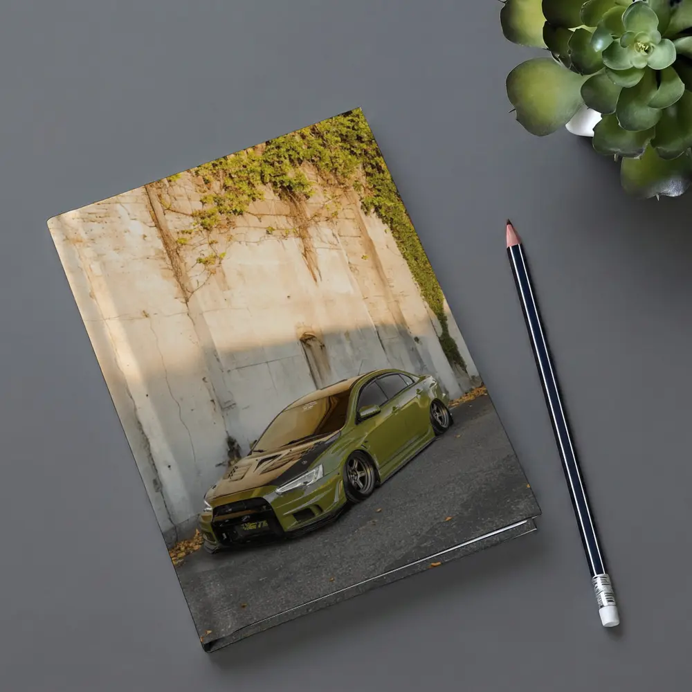 Mitsubishi Lancer Evo Olive Green Street Wall – Notebooks