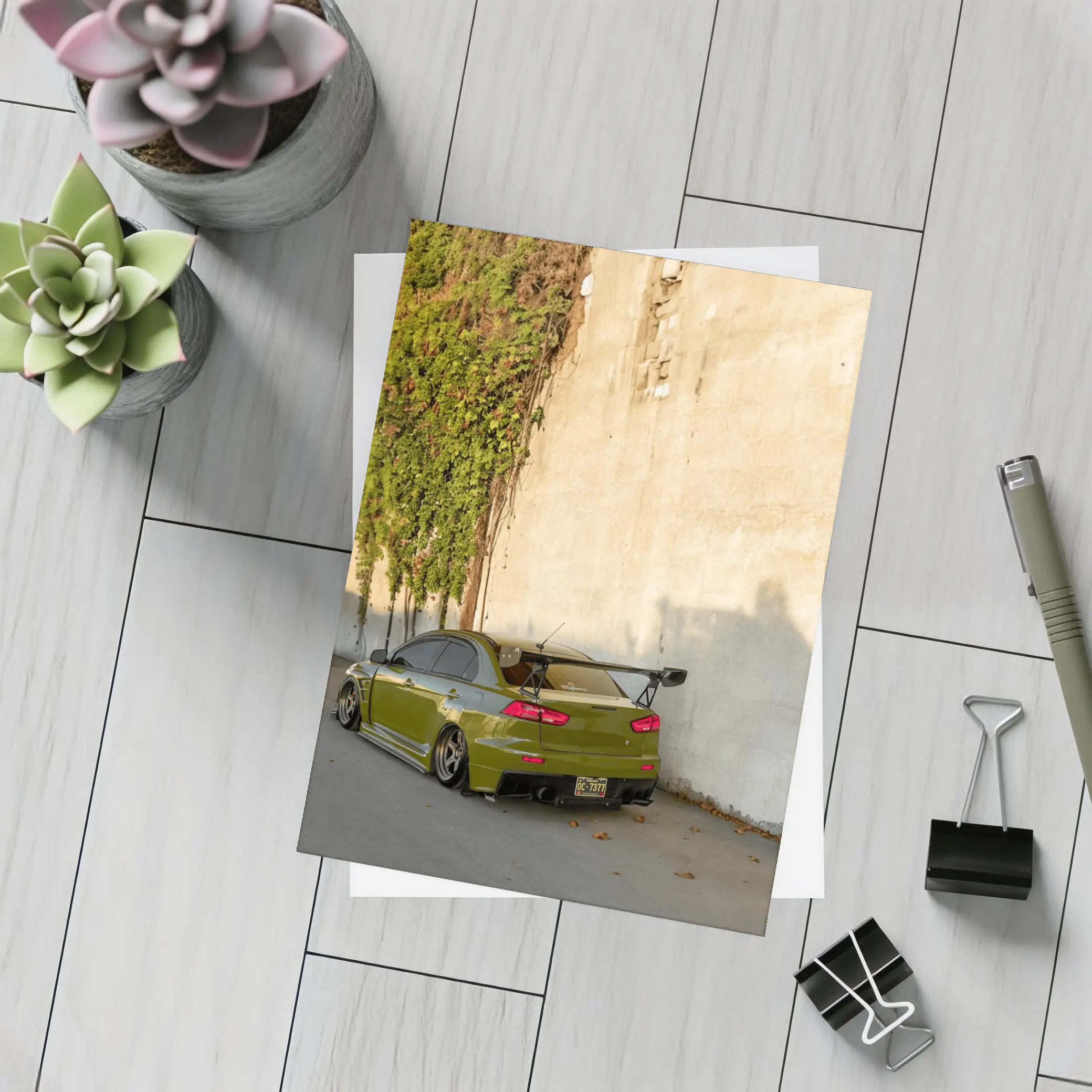 Mitsubishi Lancer Evolution Olive Green Wall – Postcards