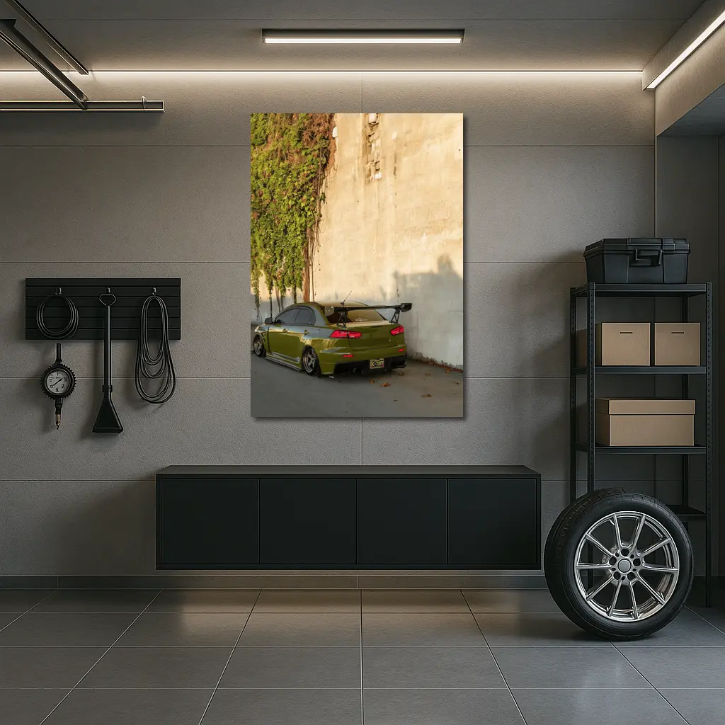 Mitsubishi Lancer Evolution Olive Green Wall – Wall Art