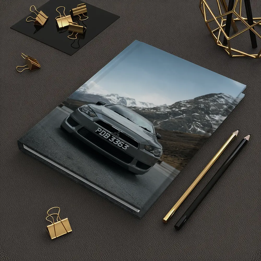 Mitsubishi Lancer Gray Car Mountain Road – Notebooks