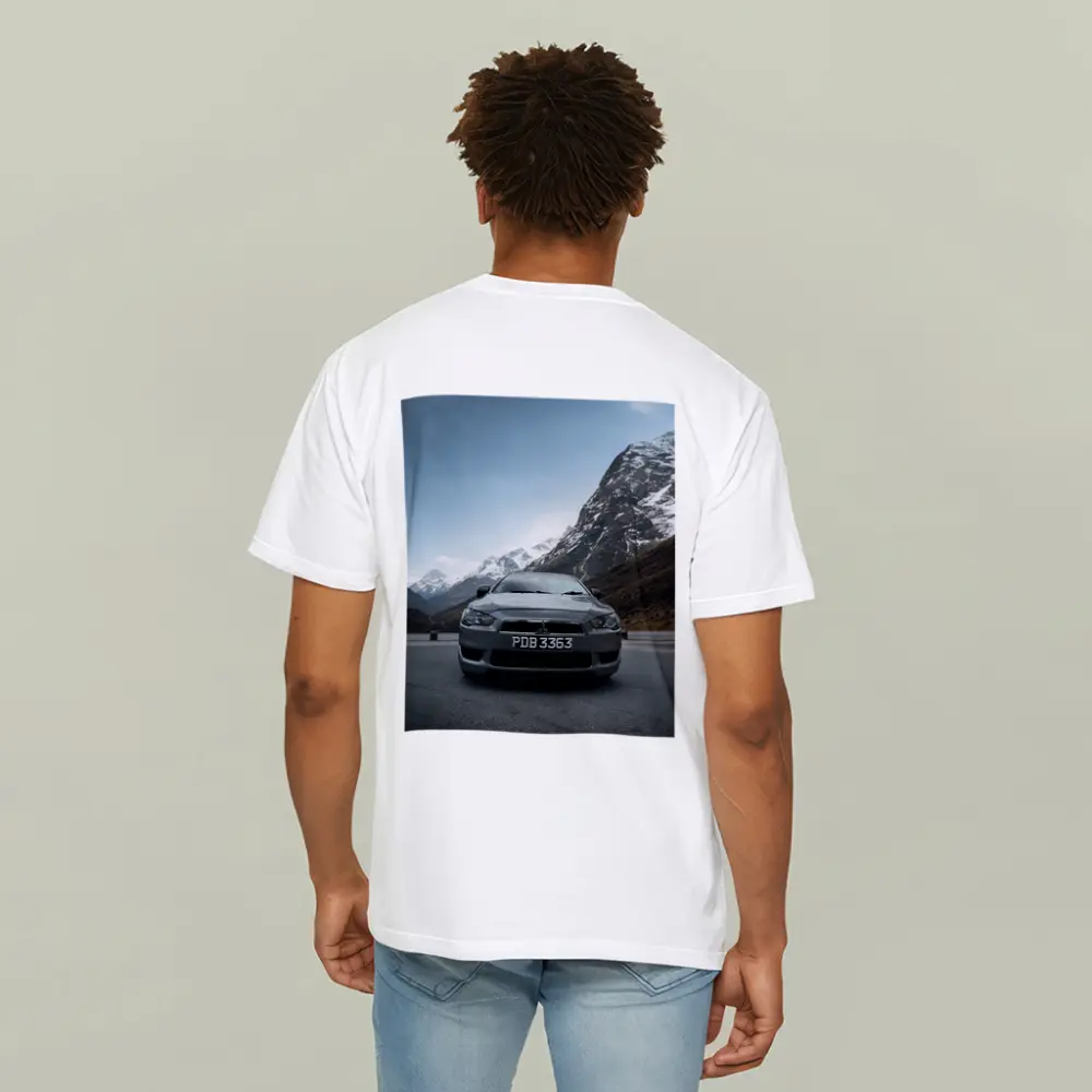 Mitsubishi Lancer Gray Car Mountain Road – T-Shirts