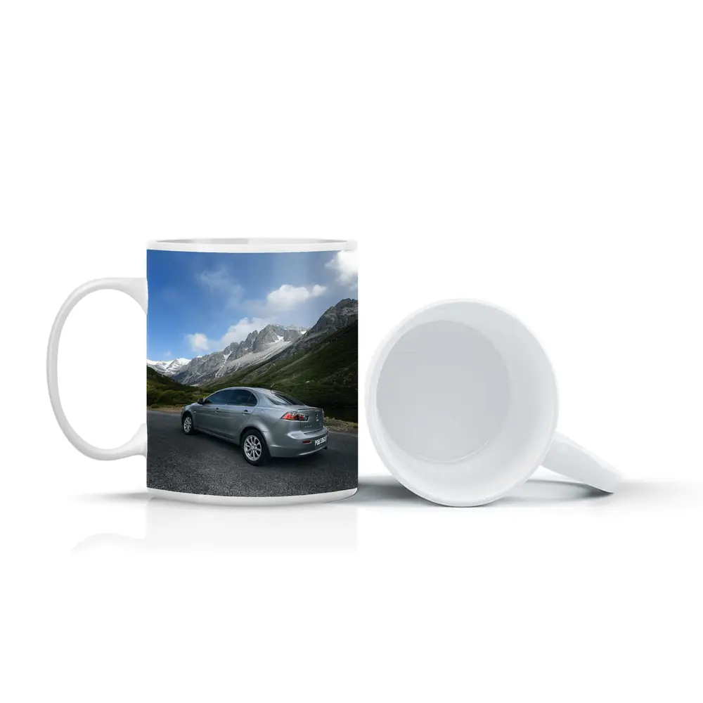 Mitsubishi Lancer Gray Mountain Road Scene – Mugs