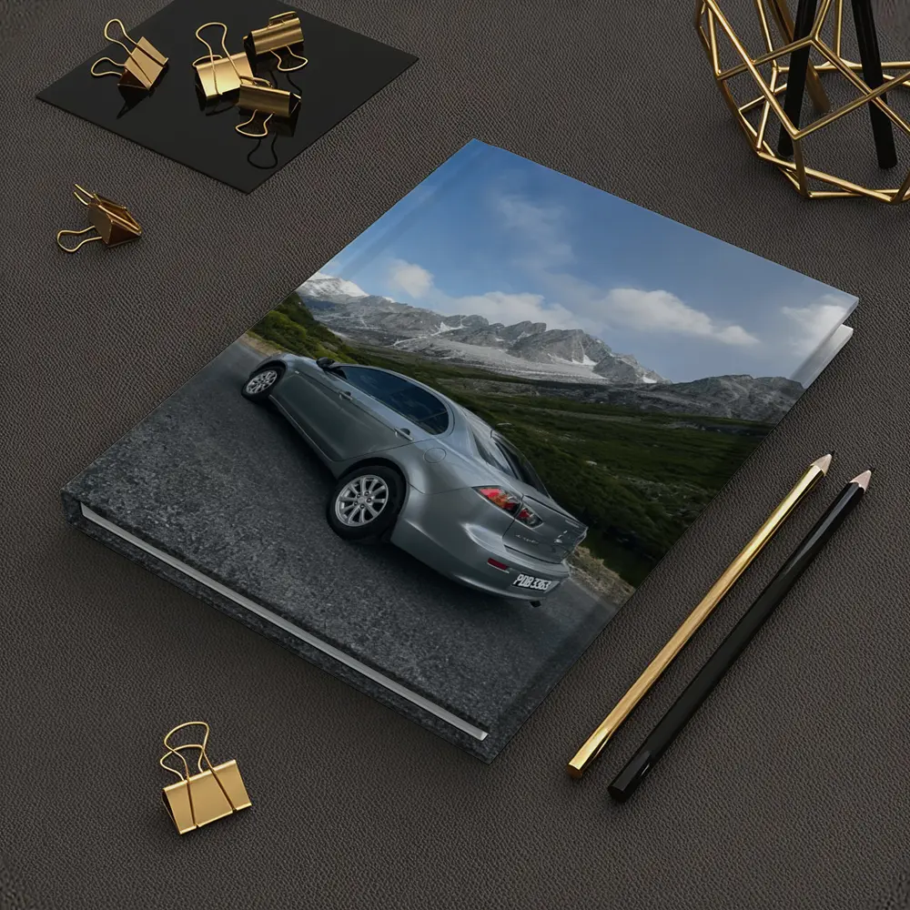 Mitsubishi Lancer Gray Mountain Road Scene – Notebooks