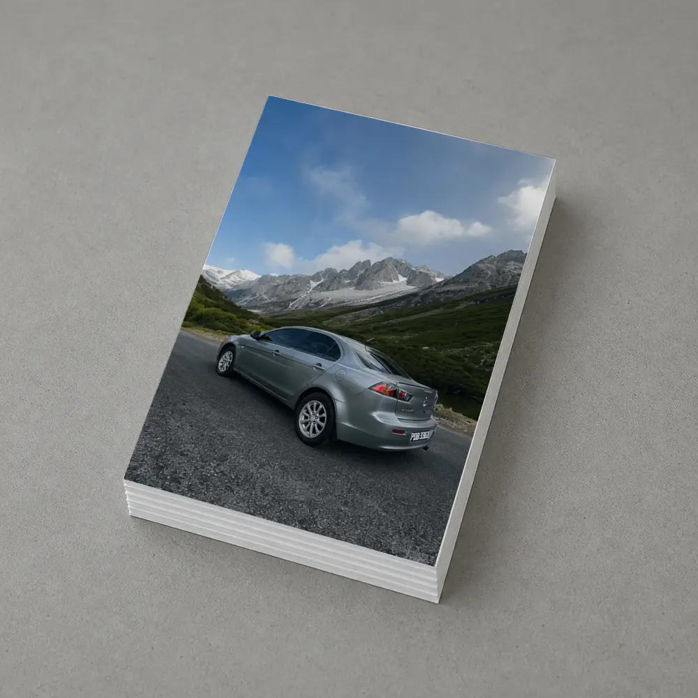 Mitsubishi Lancer Gray Mountain Road Scene – Postcards