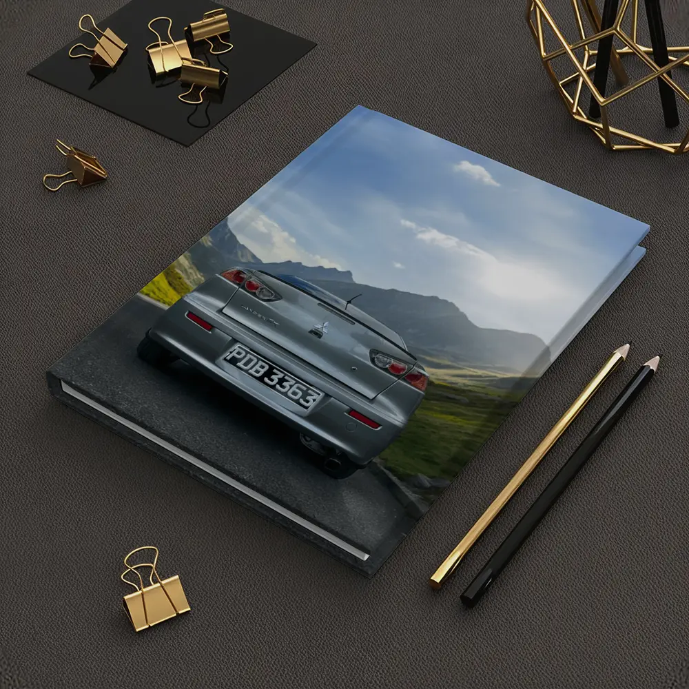 Mitsubishi Lancer Gray Car Mountain Road – Notebooks