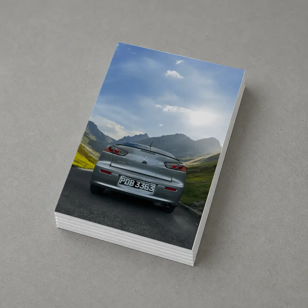 Mitsubishi Lancer Gray Car Mountain Road – Postcards