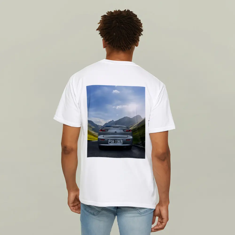Mitsubishi Lancer Gray Car Mountain Road – T-Shirts