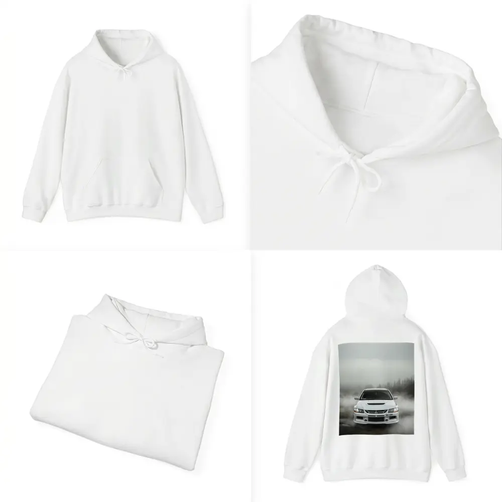 Mitsubishi Lancer Evolution White Foggy Forest – Hoodies