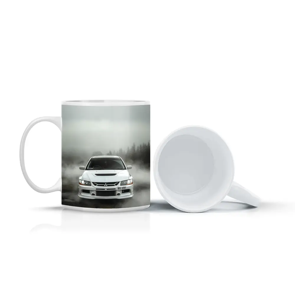 Mitsubishi Lancer Evolution White Foggy Forest – Mugs