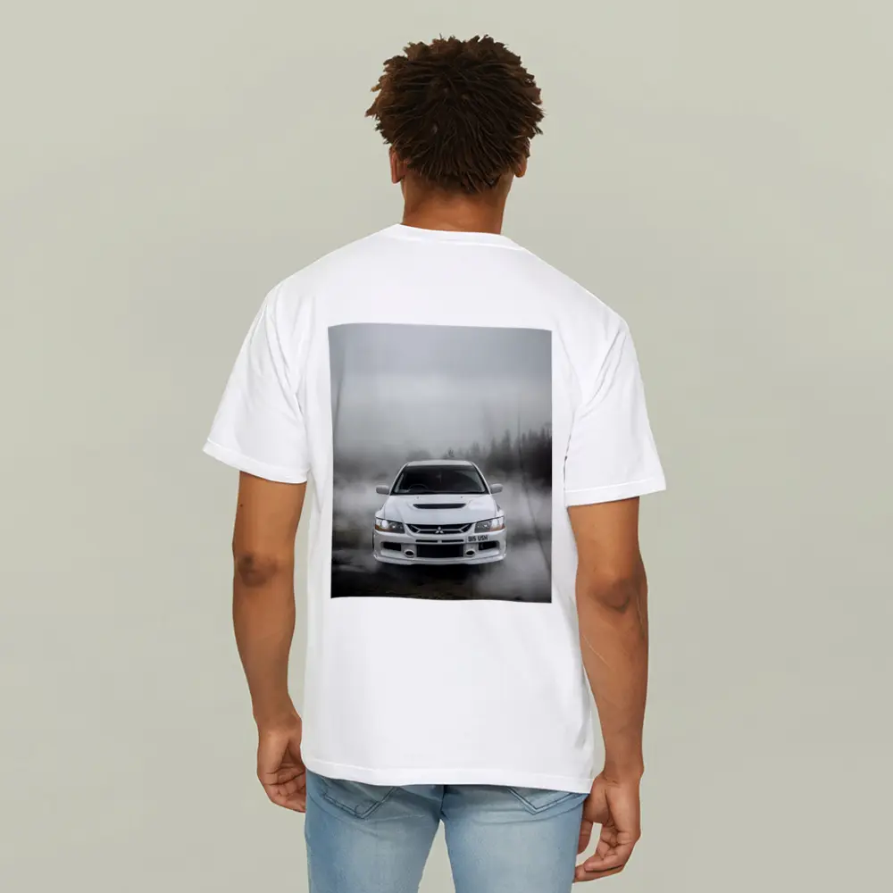 Mitsubishi Lancer Evolution White Foggy Forest – T-Shirts