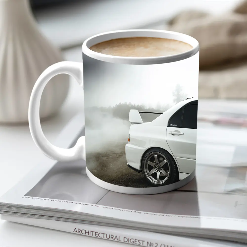 Mitsubishi Lancer Evolution White Fog Drift – Mugs