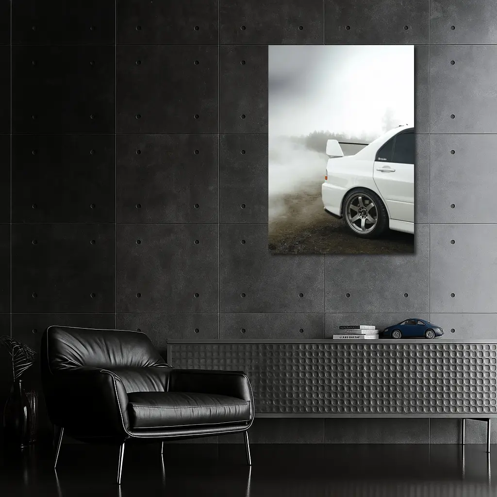 Mitsubishi Lancer Evolution White Fog Drift – Wall Art
