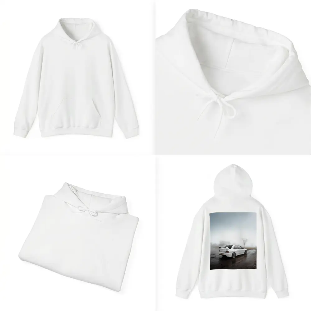 Mitsubishi Lancer Evolution White Foggy Day – Hoodies
