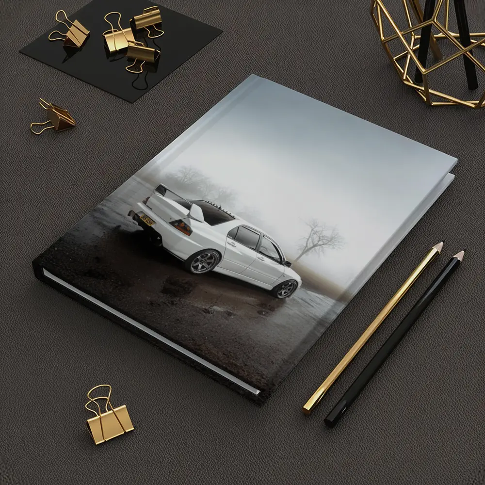 Mitsubishi Lancer Evolution White Foggy Day – Notebooks