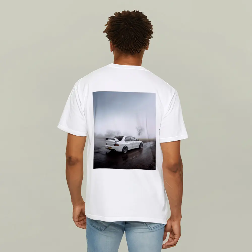Mitsubishi Lancer Evolution White Foggy Day – T-Shirts