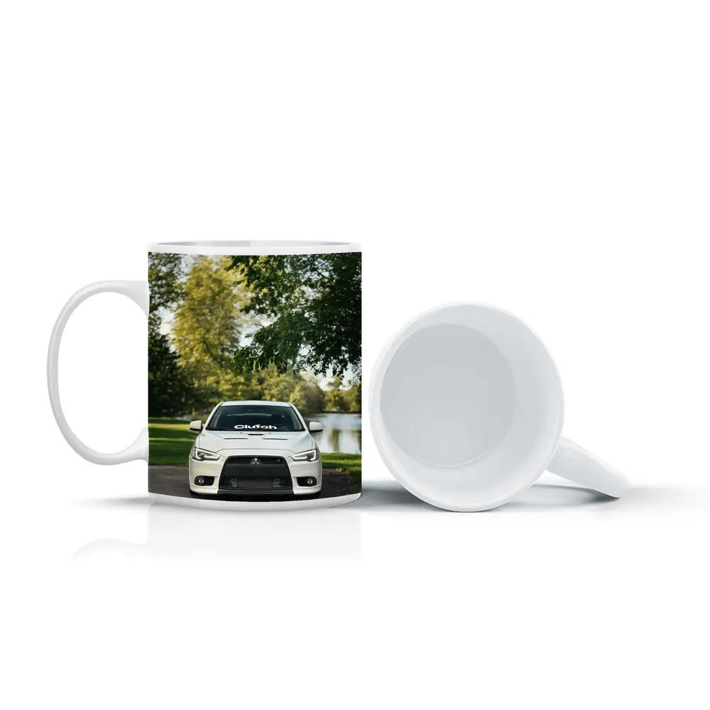 Mitsubishi Lancer Evolution White Park Setting – Mugs
