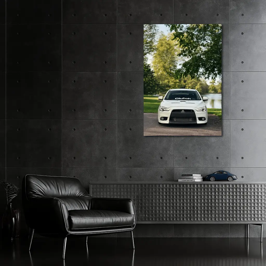 Mitsubishi Lancer Evolution White Park Setting – Wall Art