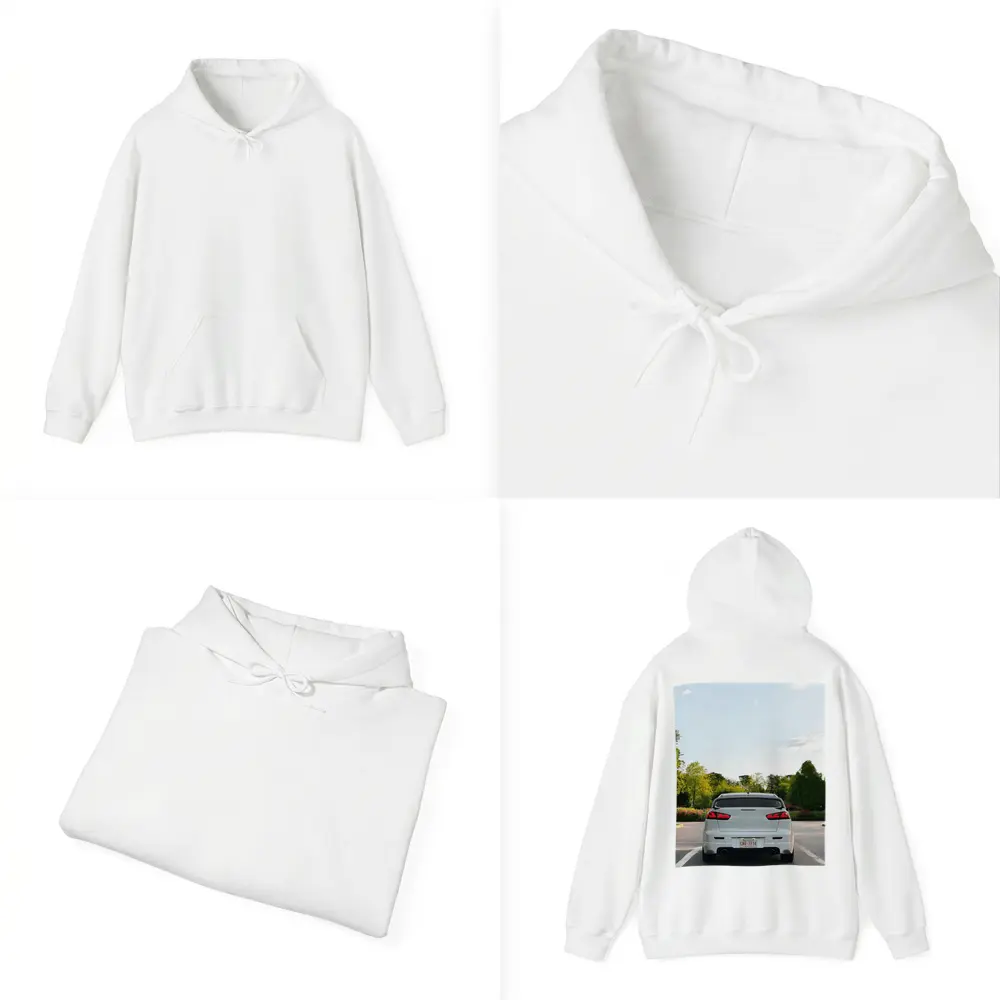 Mitsubishi Lancer Evolution White Parking Lot Trees – Hoodies