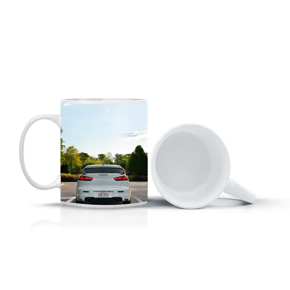 Mitsubishi Lancer Evolution White Parking Lot Trees – Mugs